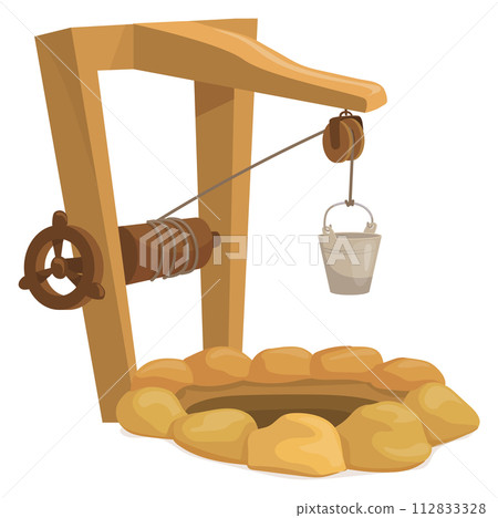 Ancient well cartoon icon. Stone countryside source 112833328
