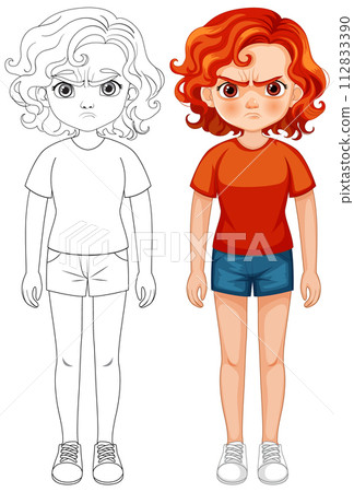 Angry Girl Cartoon Character Illustration 112833390