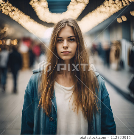 young girl going shopping 112833915