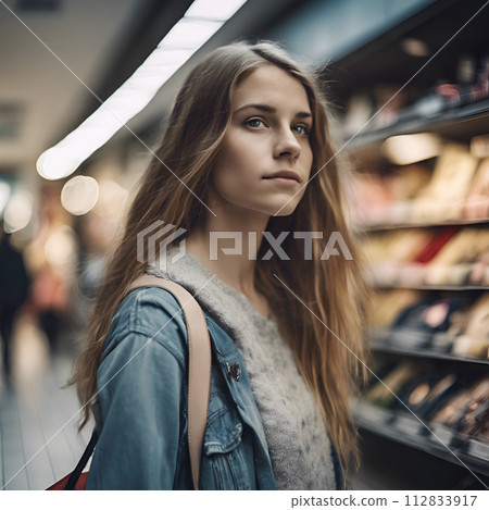 young girl going shopping 112833917