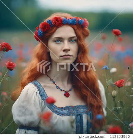 Young girl with long red hairs Young girl with long red hairs 112833930