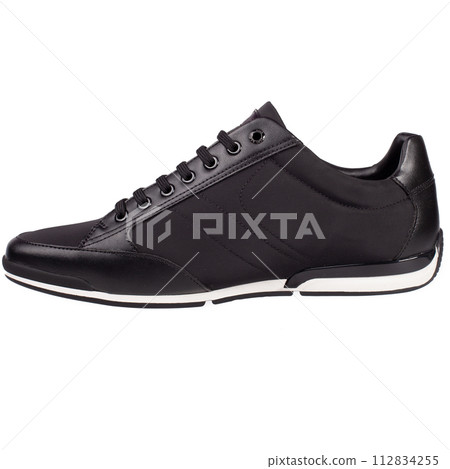 Black shoes with white sole on a white background 112834255