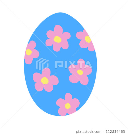 Egg with simple flower pattern, Easter holiday design element, vector Egg with simple flower pattern, Easter holiday design element, vector 112834463