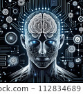 High-tech image themed around the human brain 112834689