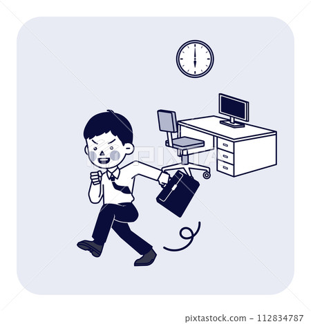 happy office worker who leaves work on time happy office worker who leaves work on time 112834787