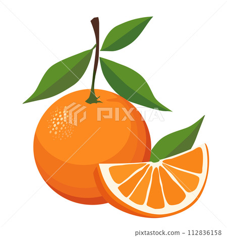 Healthy red orange and half . Isolated vector fruit in flat style. Summer clipart for design Healthy red orange and half . Isolated vector fruit in flat style. Summer clipart for design 112836158