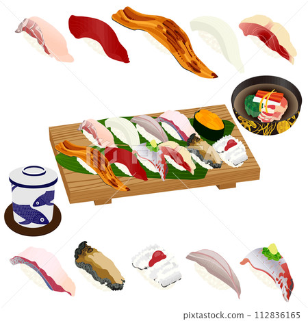 美味的壽司~夏天~(伊佐吉、魷魚、海鰻、鰹魚、海鰻、竹莢魚、hamo、hamo、hamo) 美味的壽司~夏天~(伊佐吉、魷魚、海鰻、鰹魚、海鰻、竹莢魚、hamo、hamo、hamo) 112836165