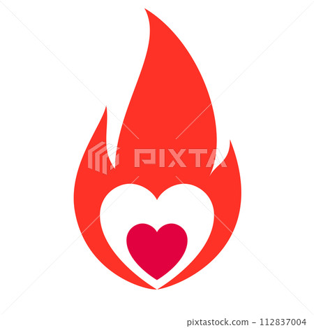 Fire flame, hot heart symbol 112837004