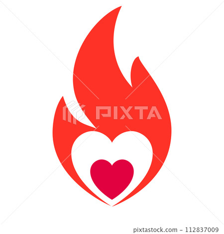 Fire flame, hot heart symbol Fire flame, hot heart symbol 112837009