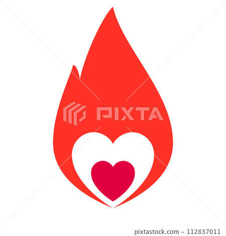 Fire flame, hot heart symbol 112837011