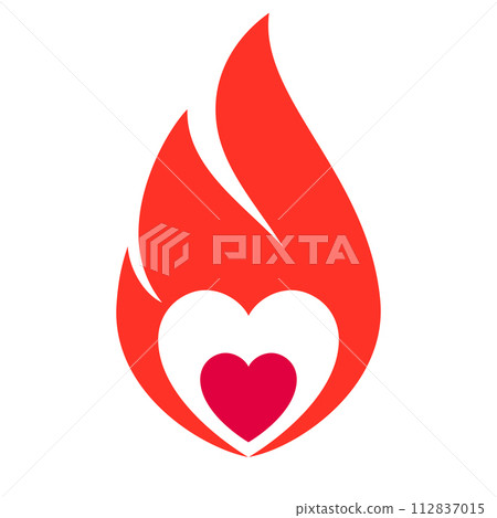 Fire flame, hot heart symbol Fire flame, hot heart symbol 112837015