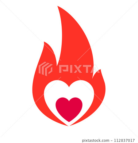 Fire flame, hot heart symbol 112837017
