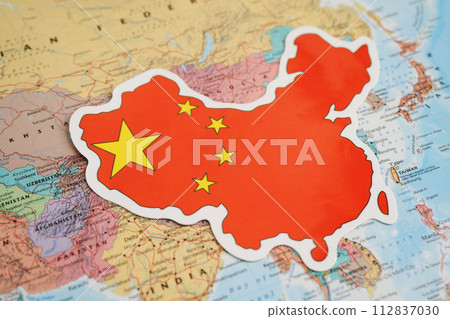 Bangkok, Thailand December 10, 2023 China map in world map paper. 112837030