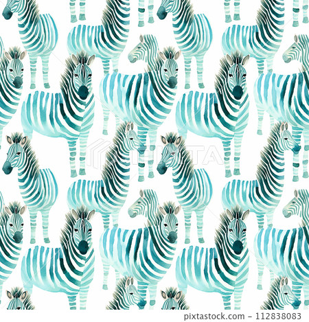 Colorful Group of Zebras in Various Hues 112838083