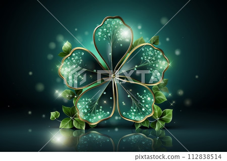 希望的象徵,人工智慧生成的閃閃發光的四葉草 179 希望的象徵,人工智慧生成的閃閃發光的四葉草 179 112838514