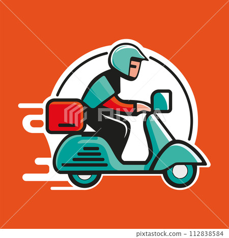 Scooter delivery logo flat design Scooter delivery logo flat design 112838584