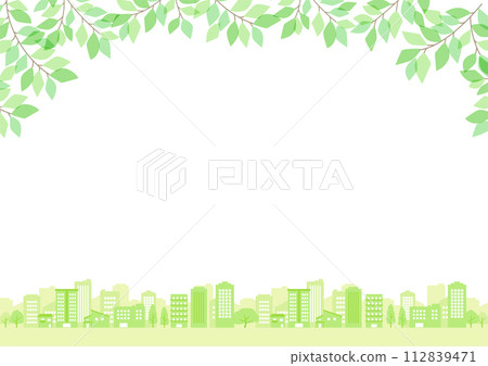 Urban landscape with buildings and plants 112839471