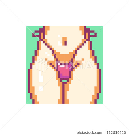Pixel Art Bikini Girl on Summer Vacation. Fashion Trendy Swimwear on Model Body. 8 bit Pattern for Print. Summer Season Avatar. Pixel Art Bikini Girl on Summer Vacation. Fashion Trendy Swimwear on Model Body. 8 bit Pattern for Print. Summer Season Avatar. 112839620