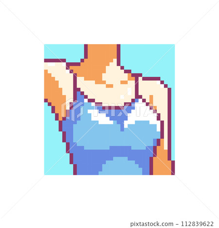 Trendy 8 bit of Slim Women, Cute Girls in Swimwear, Y2K Vibes, Retro Gamer Prints, Seaside Holiday Icons, Kawaii Anime Avatars. Pixel Art Summer Print 112839622
