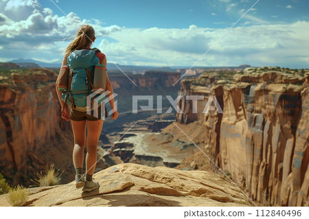 Solo traveler adventure, embarking on a journey of discovery. 112840496