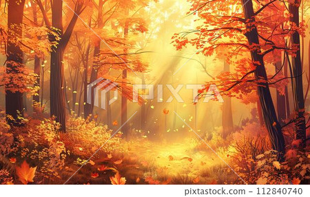 Autumn background with bright orange falling leaves, bokeh light and copy space Autumn background with bright orange falling leaves, bokeh light and copy space 112840740