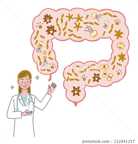 Doctor explaining the intestinal environment Doctor explaining the intestinal environment 112841257