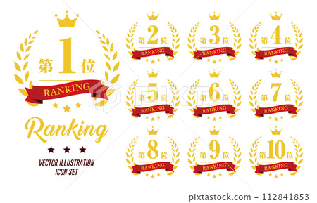1st to 10th Ranking Logo Icon Set Vector Illustration 112841853