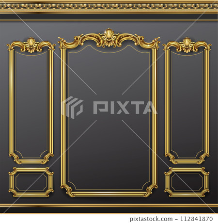 Golden panel baroque cabinet wall Golden panel baroque cabinet wall 112841870