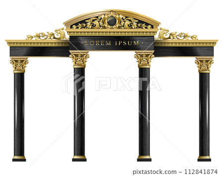 Gold classic frame of the rococo baroque door 112841874