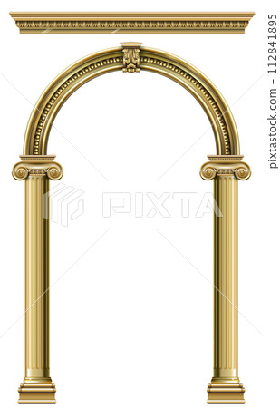 Gold classic frame of the rococo baroque door 112841895