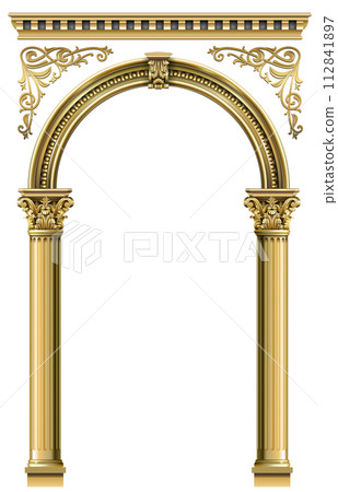 Gold classic frame of the rococo baroque door Gold classic frame of the rococo baroque door 112841897