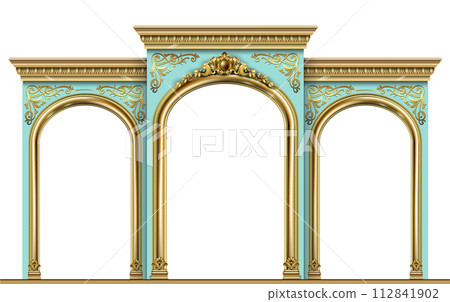Golden Triumphal arch portal Baroque blue gold arcade 112841902