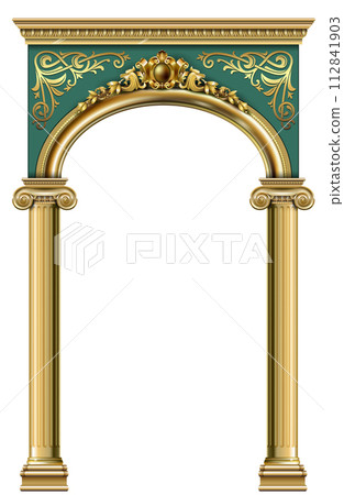 Gold classic frame of the rococo baroque door Gold classic frame of the rococo baroque door 112841903