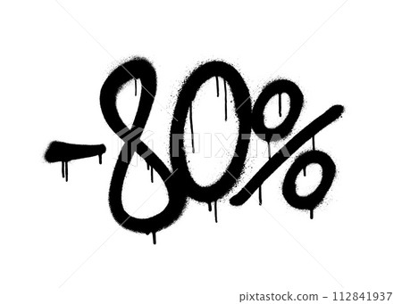 Sprayed -80 percent graffiti with overspray in black over white. Vector illustration. Sprayed -80 percent graffiti with overspray in black over white. Vector illustration. 112841937