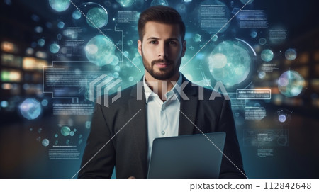 AI-generated content. Tech Professional with Digital Science Interface Ai generated AI-generated content. Tech Professional with Digital Science Interface Ai generated 112842648