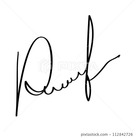 Signature for documents on white background. Hand drawn business autograph calligraphy lettering vector illustration 112842726