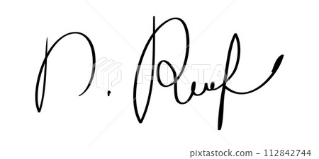 Manual signature for documents on white background. Hand drawn calligraphy lettering vector illustration Manual signature for documents on white background. Hand drawn calligraphy lettering vector illustration 112842744
