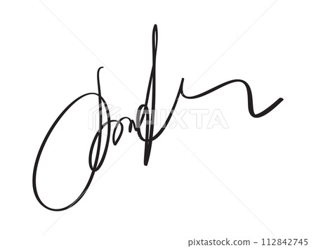 Manual signature for documents on white background. Hand drawn calligraphy lettering vector illustration Manual signature for documents on white background. Hand drawn calligraphy lettering vector illustration 112842745