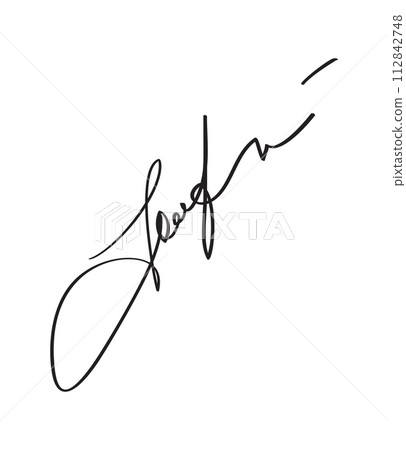 Signature for documents on white background. Hand drawn business calligraphy lettering vector illustration 112842748