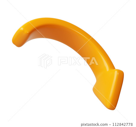 orange 3d half circle arrows down direction. Arrow sign or icon for web button and interface and navigation design illustration orange 3d half circle arrows down direction. Arrow sign or icon for web button and interface and navigation design illustration 112842778