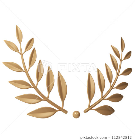 3d rendering golden laurel wreath. Trophy, award, champion victory concept 112842812