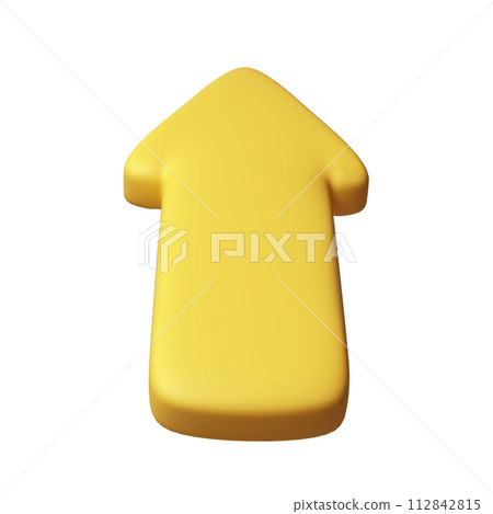 Arrow pointing forward yellow color. Realistic 3d design In plastic cartoon style. Icon illustration Arrow pointing forward yellow color. Realistic 3d design In plastic cartoon style. Icon illustration 112842815