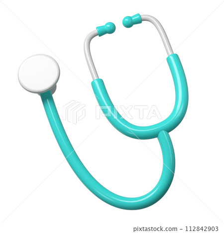 3d turquoise stethoscope icon. Render Illustration medical tool. Symbol concept of healthcare industry 112842903