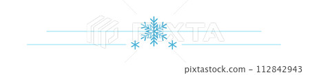 Divider with Snowflake. Christmas winter frame border horizontal line shape icon for decorative xmas vintage. Doodle element, greeting card, invitation. design vector illustration 112842943