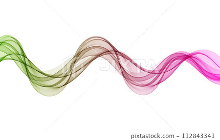 Pink green horizontal transparent wave lines on white background Pink green horizontal transparent wave lines on white background 112843341