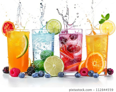 Electrolyte water is water that has been infused with fruits and berries in glass Electrolyte water is water that has been infused with fruits and berries in glass 112844559