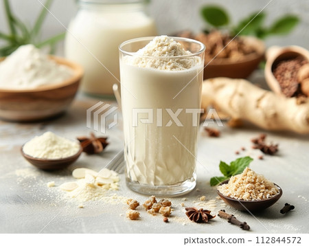 Collagen powder and water is a beverage that contains collagen, a protein found in the skin, bones, Collagen powder and water is a beverage that contains collagen, a protein found in the skin, bones, 112844572