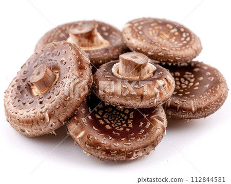 Chocolate Mushroom is a type of edible mushroom that has a rich chocolate flavor on white 112844581