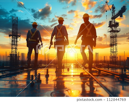 International Labor Day with working peoples over sun 112844769