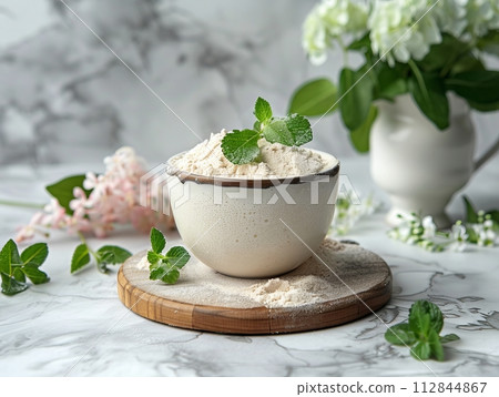 Collagen powder and water is a beverage that contains collagen, a protein found in the skin, bones, Collagen powder and water is a beverage that contains collagen, a protein found in the skin, bones, 112844867